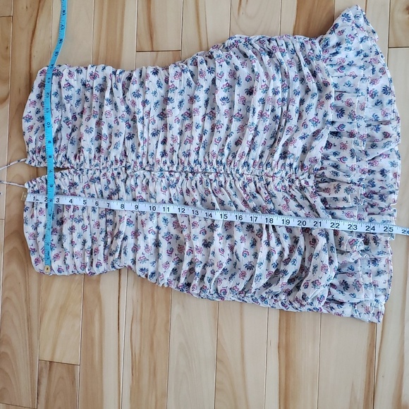 ZARA Strapless metalic thread draped print dress - Picture 13 of 13